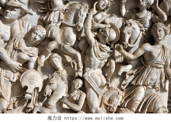 浅浮雕和雕塑的古罗马士兵